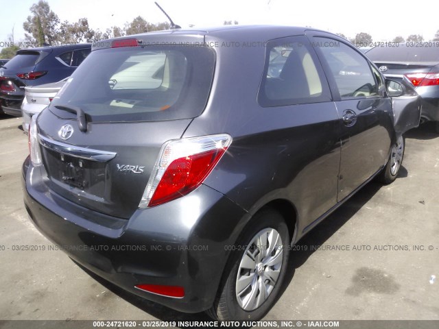 JTDJTUD38ED578371 - 2014 TOYOTA YARIS GRAY photo 4