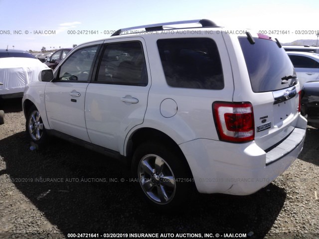 1FMCU0EG0CKB55157 - 2012 FORD ESCAPE LIMITED WHITE photo 3