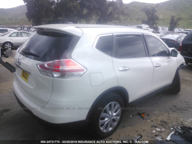 KNMAT2MT5FP579076 - 2015 NISSAN ROGUE S/SL/SV WHITE photo 4