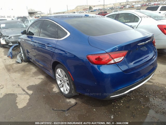 1C3CCCAB0FN547582 - 2015 CHRYSLER 200 LIMITED BLUE photo 3