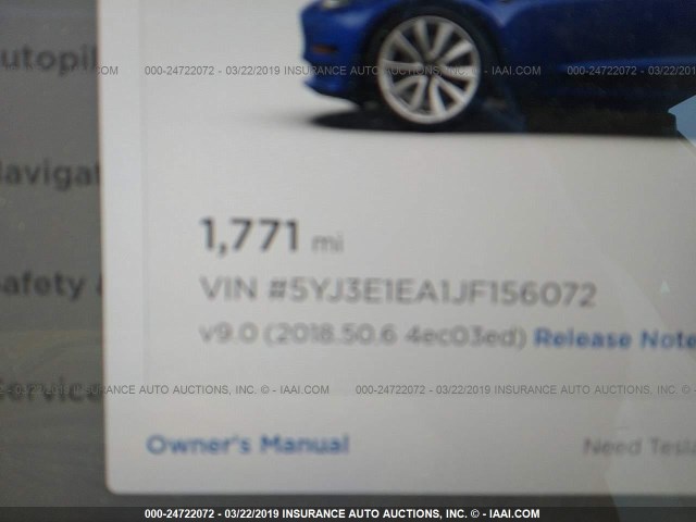 5YJ3E1EA1JF156072 - 2018 TESLA MODEL 3 BLUE photo 7