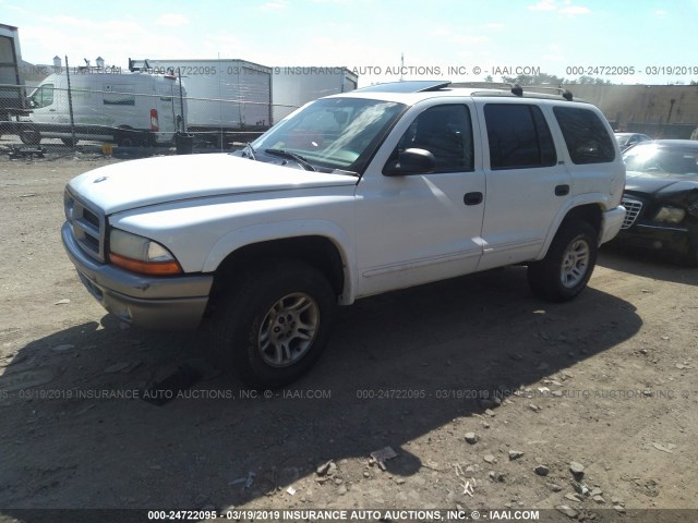 1B4HS48N62F115297 - 2002 DODGE DURANGO SLT WHITE photo 2