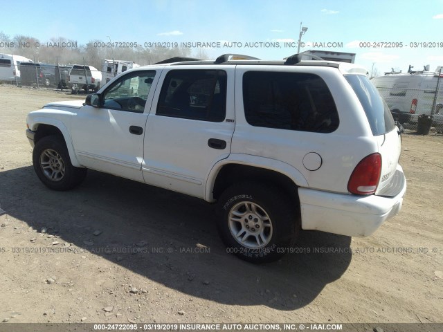 1B4HS48N62F115297 - 2002 DODGE DURANGO SLT WHITE photo 3