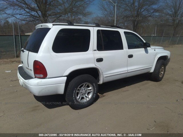 1B4HS48N62F115297 - 2002 DODGE DURANGO SLT WHITE photo 4