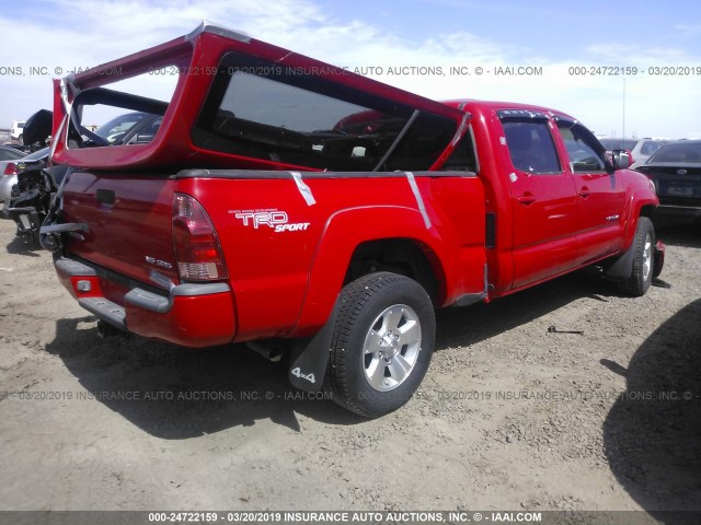 5TEMU52N27Z439951 - 2007 TOYOTA TACOMA DOUBLE CAB LONG BED RED photo 4
