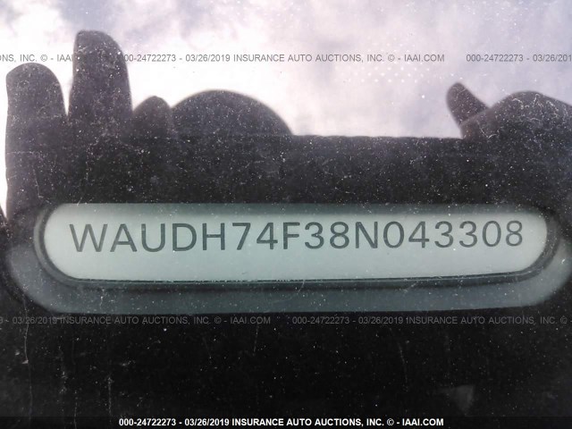 WAUDH74F38N043308 - 2008 AUDI A6 3.2 QUATTRO BLACK photo 9