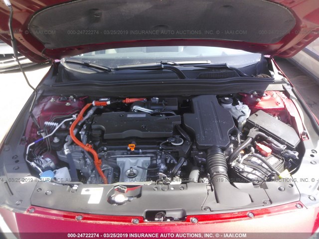 1HGCV3F92JA012122 - 2018 HONDA ACCORD HYBRID/TOURING BURGUNDY photo 10