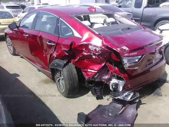 1HGCV3F92JA012122 - 2018 HONDA ACCORD HYBRID/TOURING BURGUNDY photo 3