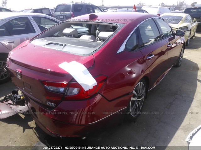 1HGCV3F92JA012122 - 2018 HONDA ACCORD HYBRID/TOURING BURGUNDY photo 4