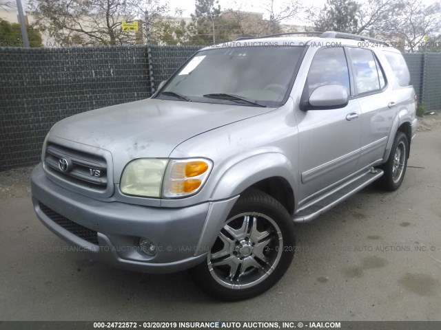 5TDZT34A02S077311 - 2002 TOYOTA SEQUOIA SR5 GRAY photo 2