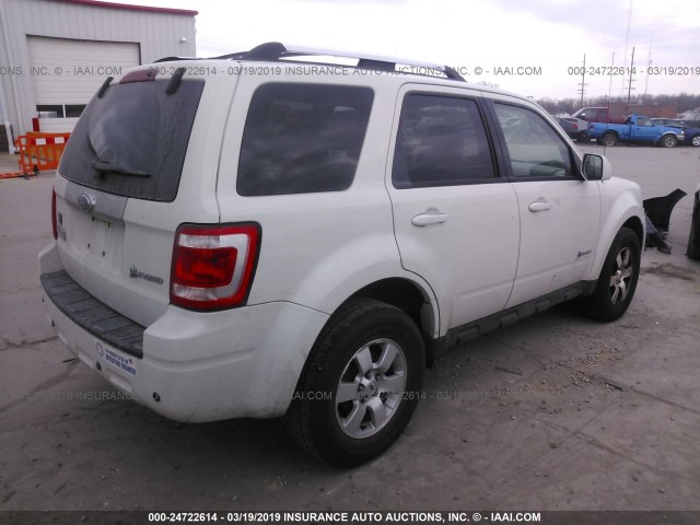 1FMCU49339KA17622 - 2009 FORD ESCAPE HYBRID WHITE photo 4