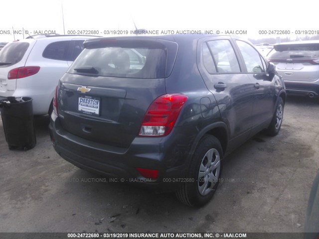 3GNCJKSB1KL153049 - 2019 CHEVROLET TRAX LS GRAY photo 4