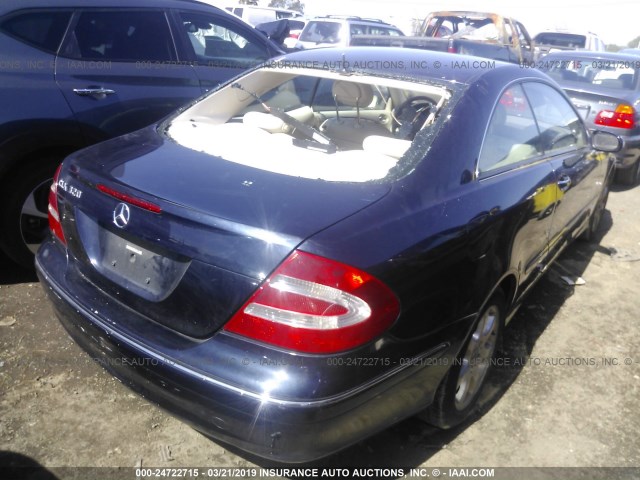 WDBTJ65J74F089422 - 2004 MERCEDES-BENZ CLK 320C BLUE photo 4