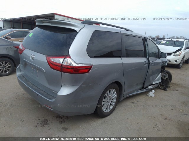 5TDYZ3DC0HS865476 - 2017 TOYOTA SIENNA XLE/LIMITED SILVER photo 4