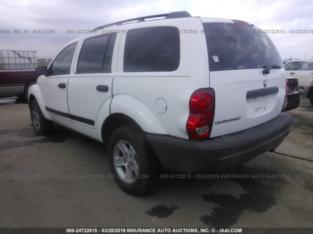 1D8HD38N46F145557 - 2006 DODGE DURANGO SXT WHITE photo 3