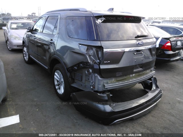 1FM5K7D85HGD56113 - 2017 FORD EXPLORER XLT GRAY photo 3