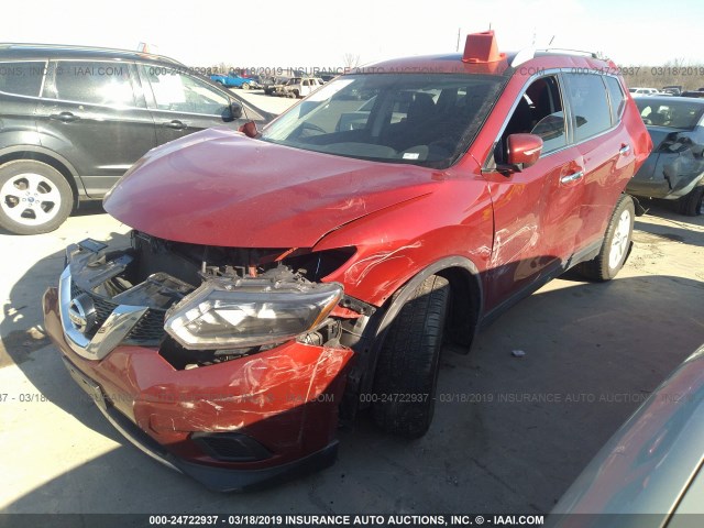 5N1AT2MLXFC899254 - 2015 NISSAN ROGUE S/SL/SV RED photo 2