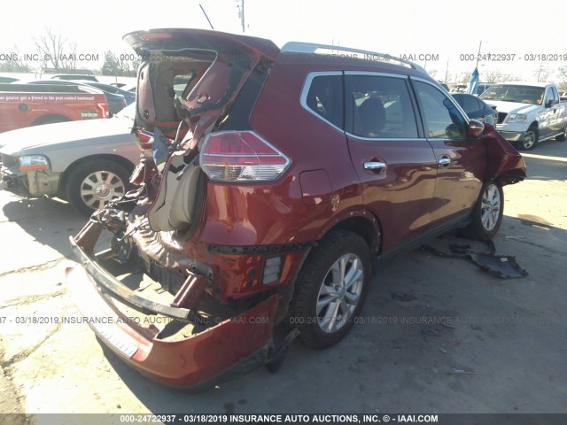 5N1AT2MLXFC899254 - 2015 NISSAN ROGUE S/SL/SV RED photo 4