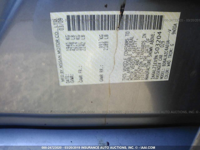 1N4AL21EX9N503204 - 2009 NISSAN ALTIMA 2.5/2.5S GRAY photo 9