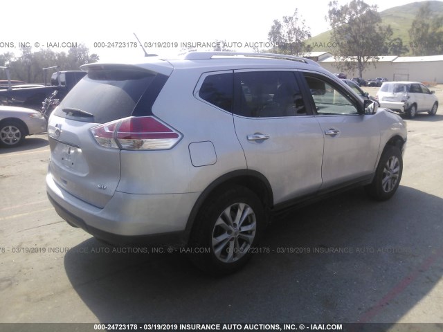 KNMAT2MT9FP582594 - 2015 NISSAN ROGUE S/SL/SV SILVER photo 4