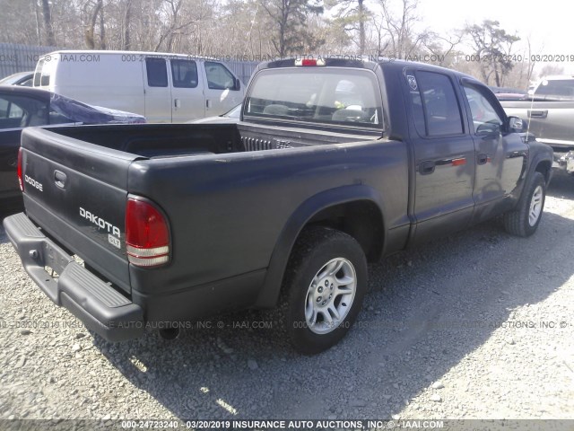 1D7HL38K44S563764 - 2004 DODGE DAKOTA QUAD SPORT BLACK photo 4