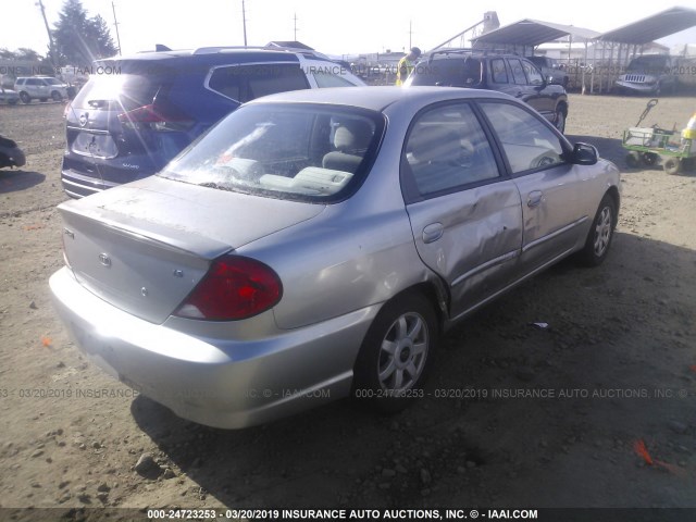 KNAFB121735282223 - 2003 KIA SPECTRA LS SILVER photo 4