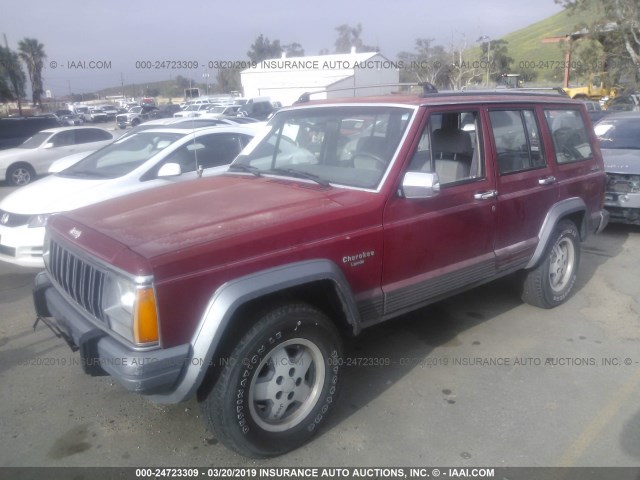 1J4FJ58S2ML618591 - 1991 JEEP CHEROKEE LAREDO RED photo 2