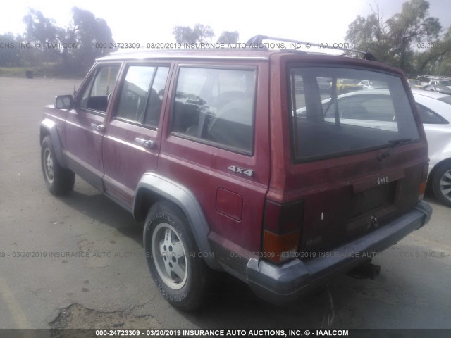 1J4FJ58S2ML618591 - 1991 JEEP CHEROKEE LAREDO RED photo 3