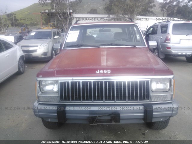 1J4FJ58S2ML618591 - 1991 JEEP CHEROKEE LAREDO RED photo 6