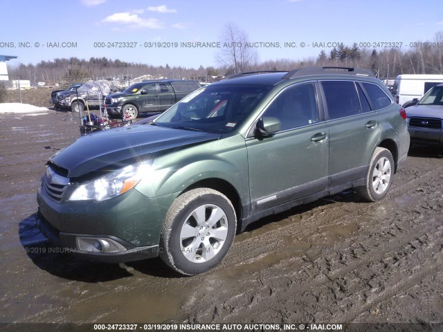 4S4BRBCC0C1274289 - 2012 SUBARU OUTBACK 2.5I PREMIUM GREEN photo 2