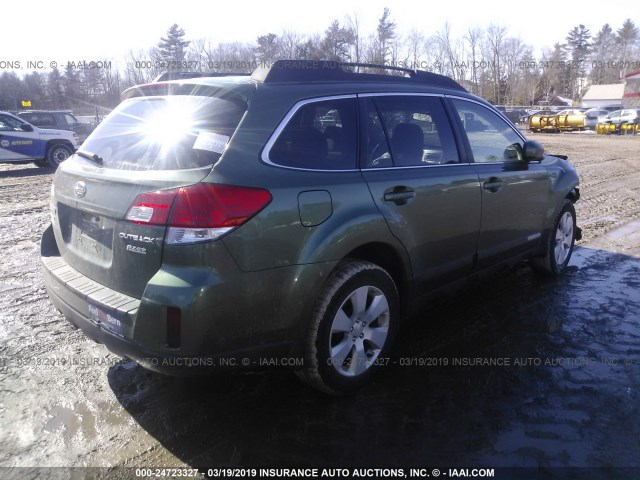 4S4BRBCC0C1274289 - 2012 SUBARU OUTBACK 2.5I PREMIUM GREEN photo 4