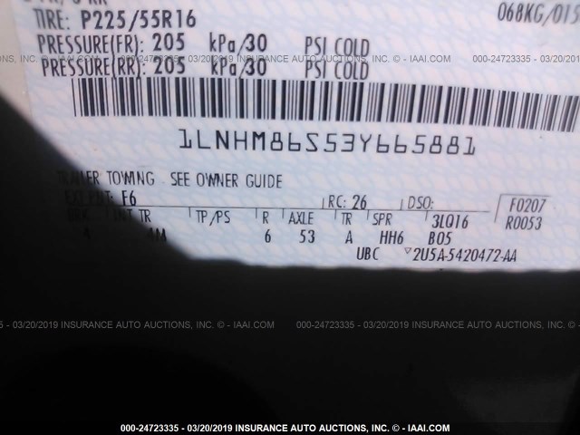 1LNHM86S53Y665881 - 2003 LINCOLN LS WHITE photo 9