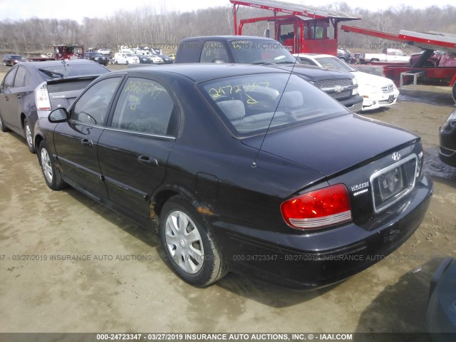 KMHWF25S22A599524 - 2002 HYUNDAI SONATA GL BLACK photo 3