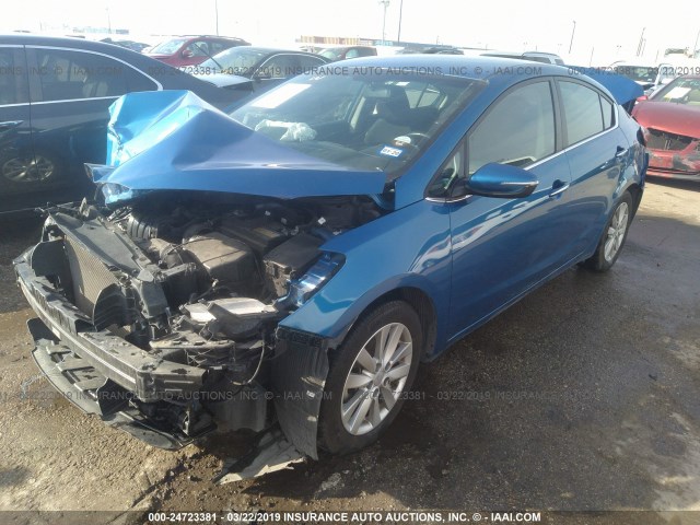 KNAFX4A89F5349071 - 2015 KIA FORTE EX BLUE photo 2