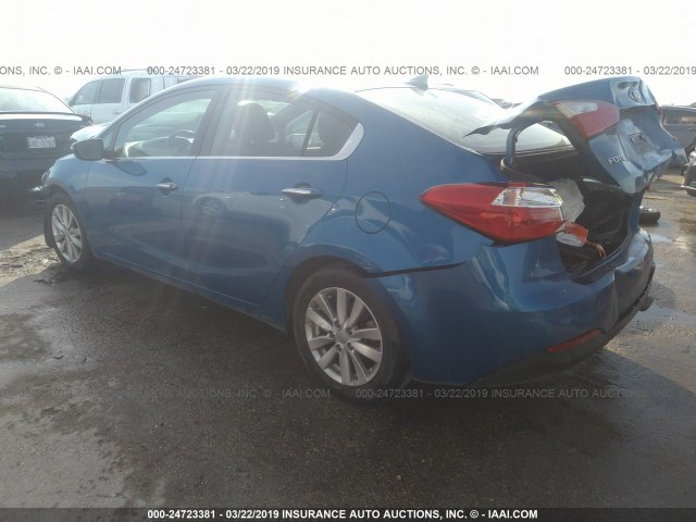 KNAFX4A89F5349071 - 2015 KIA FORTE EX BLUE photo 3