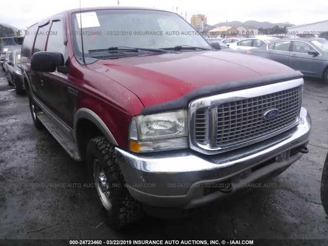 1FMNU43S62EA14260 - 2002 FORD EXCURSION LIMITED RED photo 1