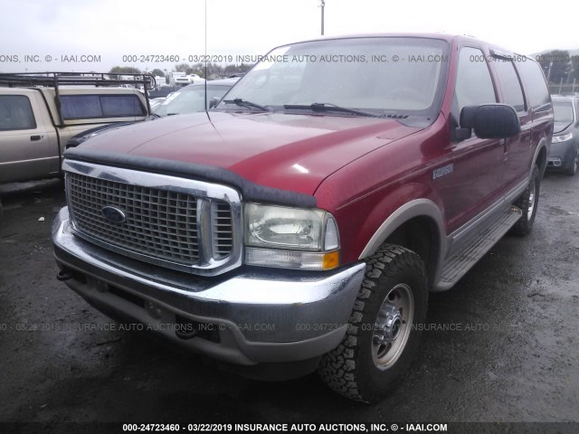 1FMNU43S62EA14260 - 2002 FORD EXCURSION LIMITED RED photo 2