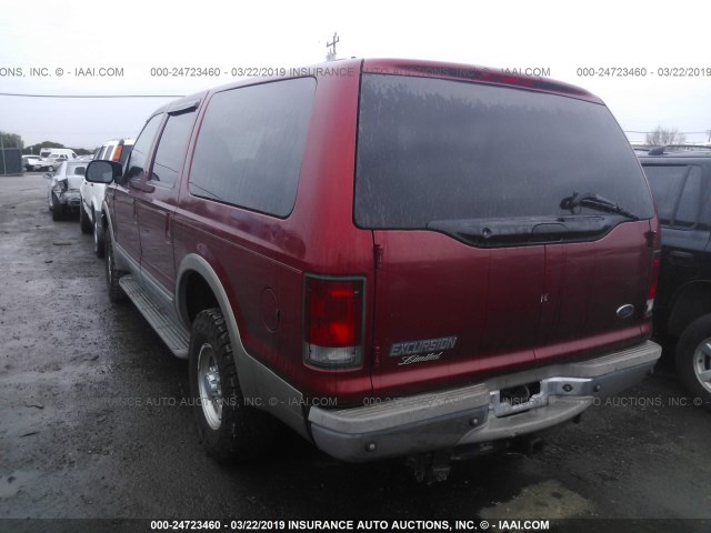 1FMNU43S62EA14260 - 2002 FORD EXCURSION LIMITED RED photo 3