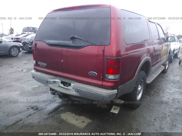 1FMNU43S62EA14260 - 2002 FORD EXCURSION LIMITED RED photo 4