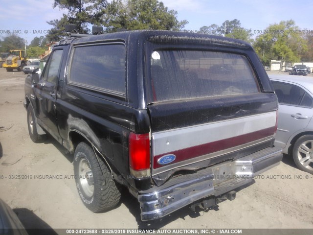 1FMEU15H7LLB16373 - 1990 FORD BRONCO U100 BLACK photo 3