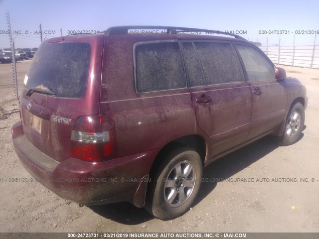 JTEGP21A350087294 - 2005 TOYOTA HIGHLANDER LIMITED RED photo 4