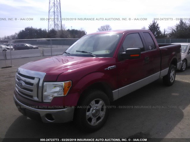 1FTEX1C85AFA92925 - 2010 FORD F150 SUPER CAB RED photo 2