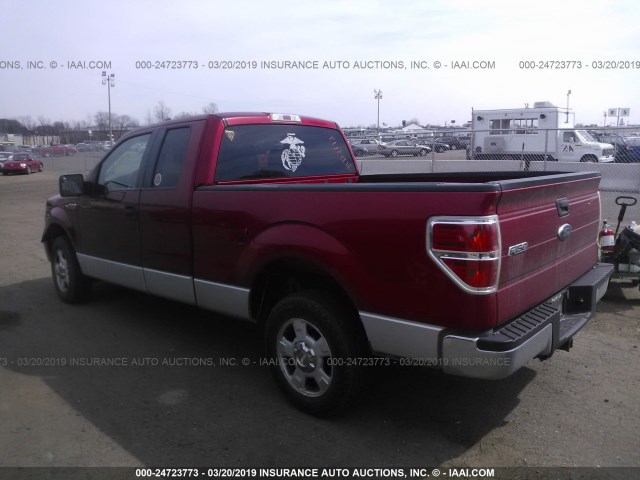 1FTEX1C85AFA92925 - 2010 FORD F150 SUPER CAB RED photo 3