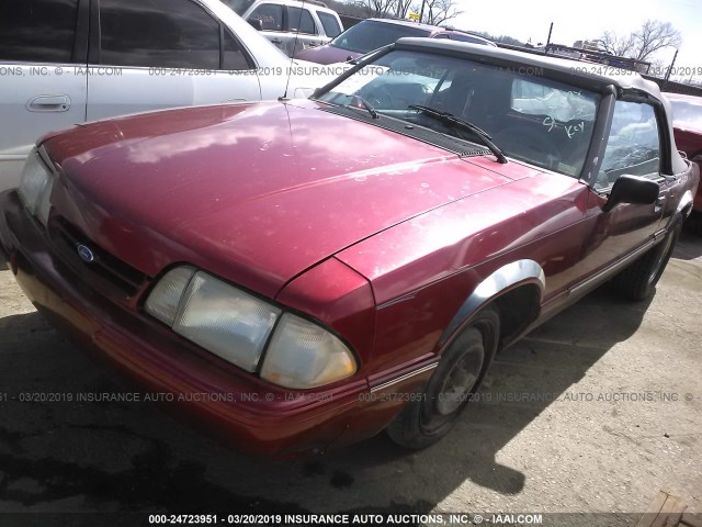 1FACP44M6PF122940 - 1993 FORD MUSTANG LX MAROON photo 2