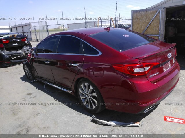 5NPE34AF1FH051896 - 2015 HYUNDAI SONATA SPORT/LIMITED RED photo 3