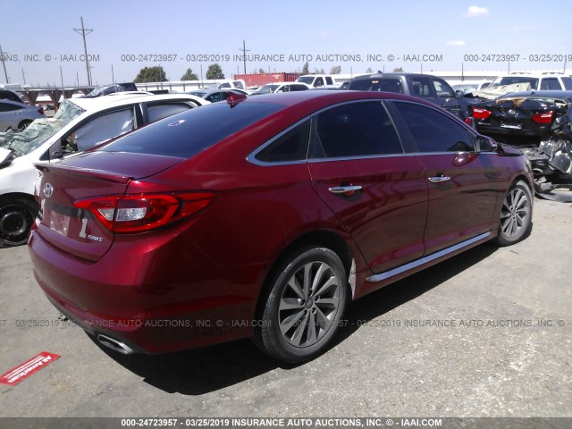 5NPE34AF1FH051896 - 2015 HYUNDAI SONATA SPORT/LIMITED RED photo 4