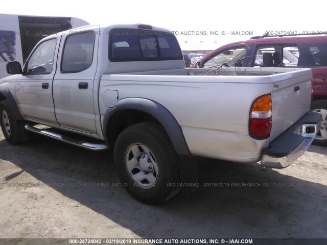 5TEGN92N62Z103889 - 2002 TOYOTA TACOMA DOUBLE CAB PRERUNNER SILVER photo 3