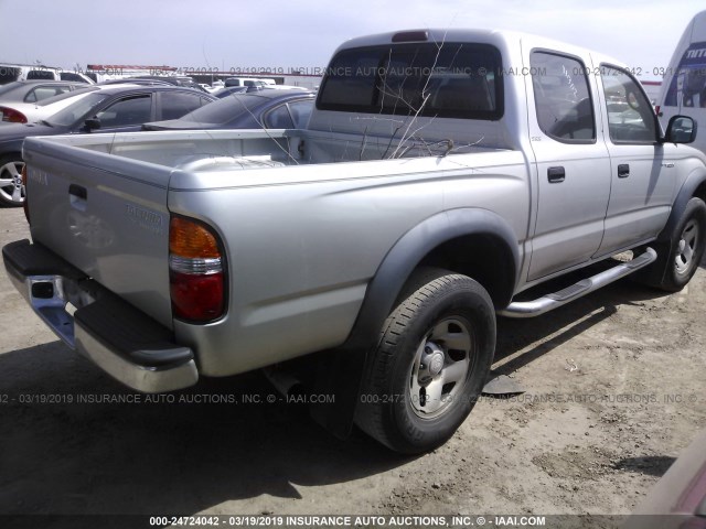 5TEGN92N62Z103889 - 2002 TOYOTA TACOMA DOUBLE CAB PRERUNNER SILVER photo 4