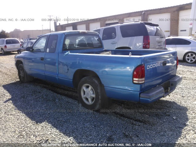 1B7GL22XXXS108281 - 1999 DODGE DAKOTA BLUE photo 3