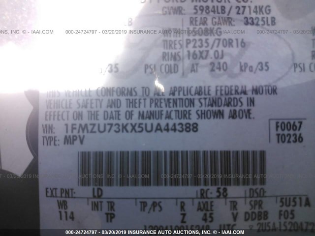 1FMZU73KX5UA44388 - 2005 FORD EXPLORER XLT/XLT SPORT/NBX Mavi foto 9